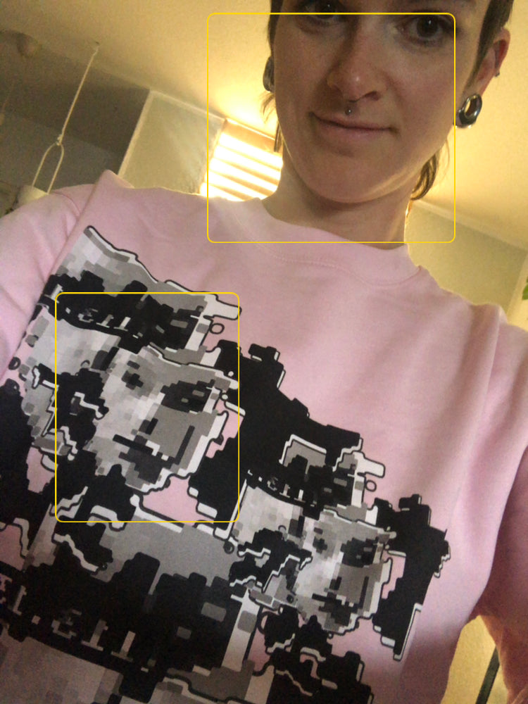 FACEPTION RELOADED I Eco Premium Unisex Sweatshirt with Pattern That Confuses Face Recognition in cotton pink