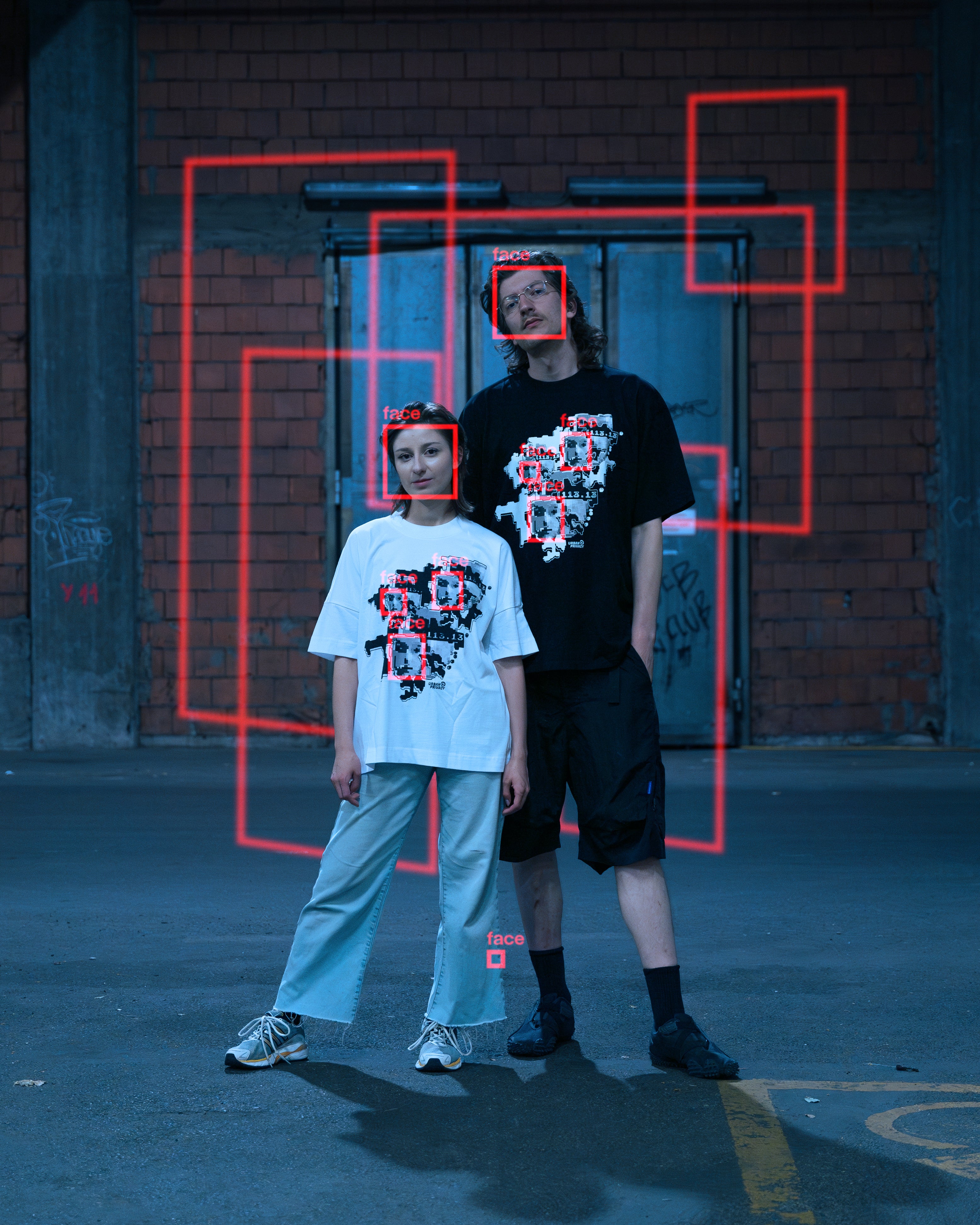 FACEPTION RELOADED I Eco Premium Unisex T-Shirt with Pattern That Confuses Face Recognition in black