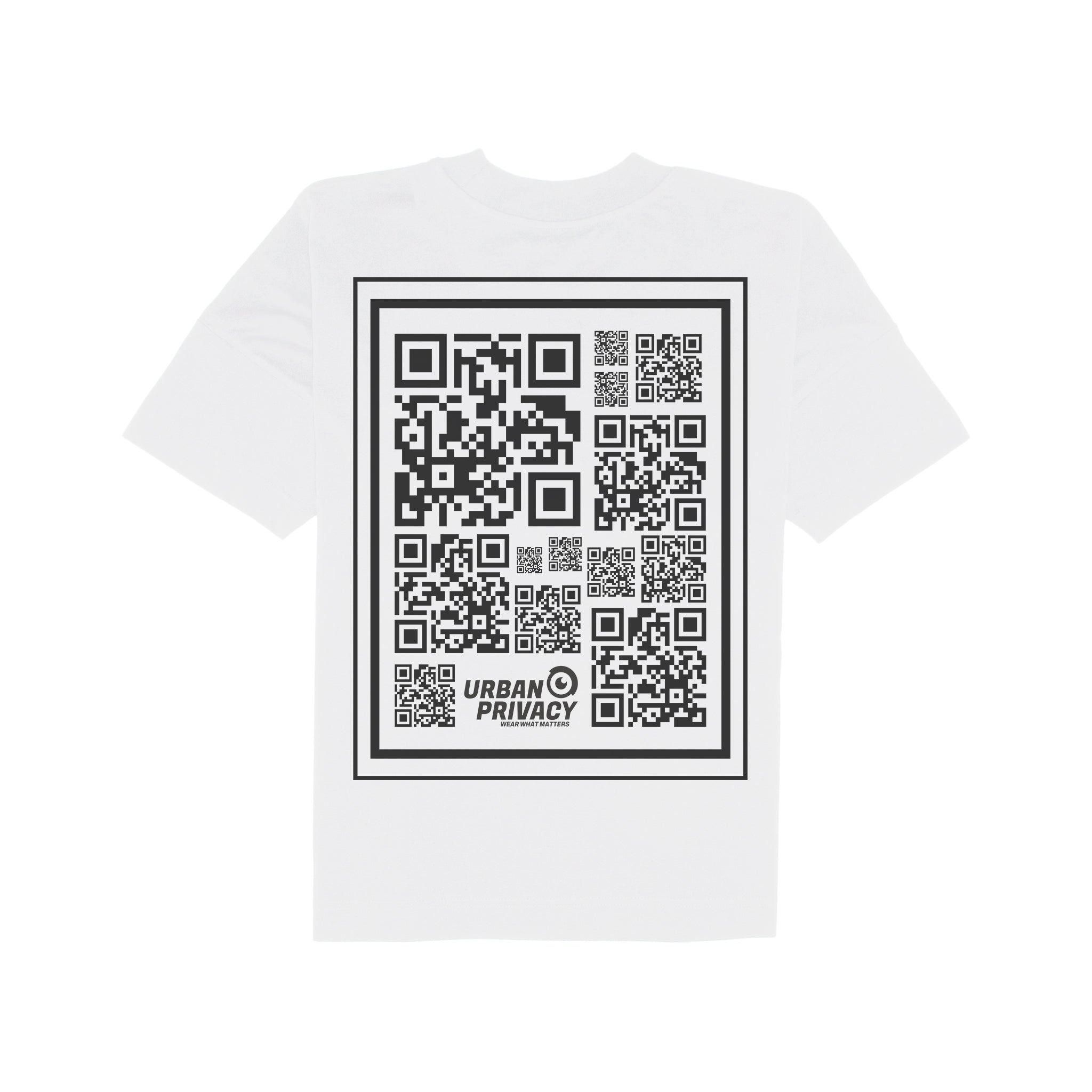 [NO PHOTOS PLS] | Eco Unisex Oversize T-Shirt Look But Don't Capture QR-Code Print in White