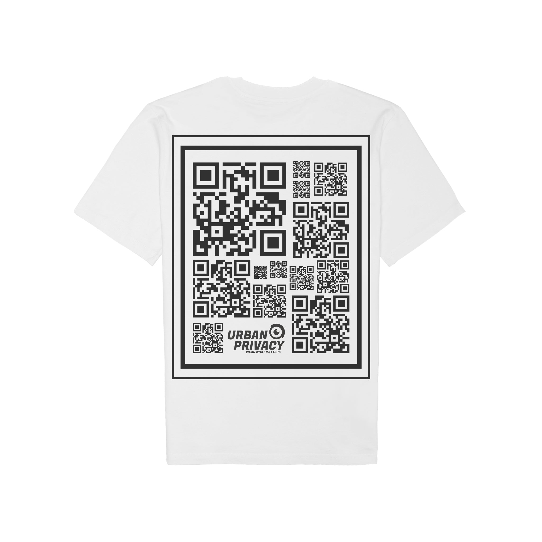 [NO PHOTOS PLS] | Eco Unisex Slim Fit T-Shirt Look But Don't Capture QR-Code Print in White