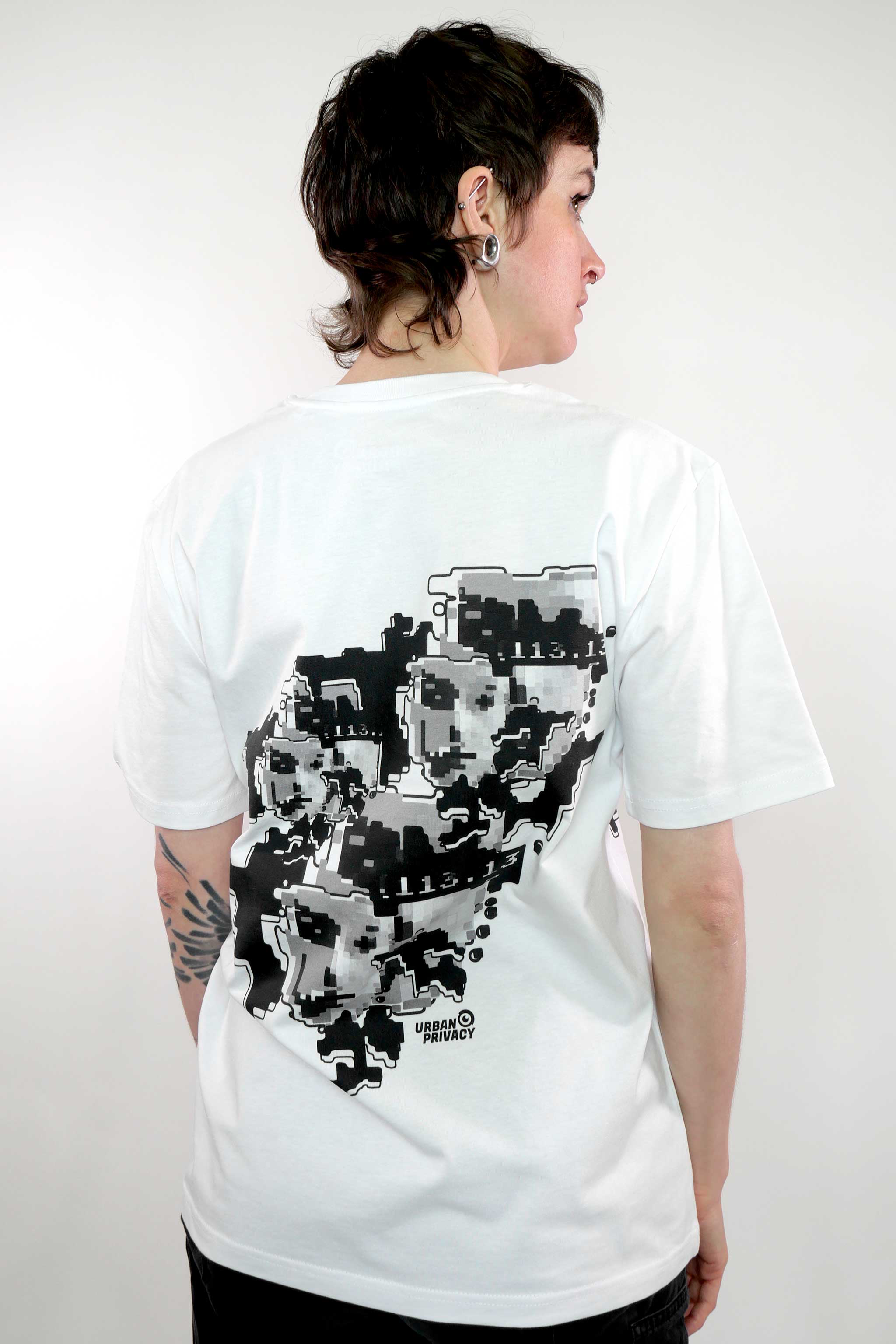 FACEPTION RELOADED I Eco Unisex Slim Fit T-Shirt with Pattern that disrupts facial recognition algorithms white