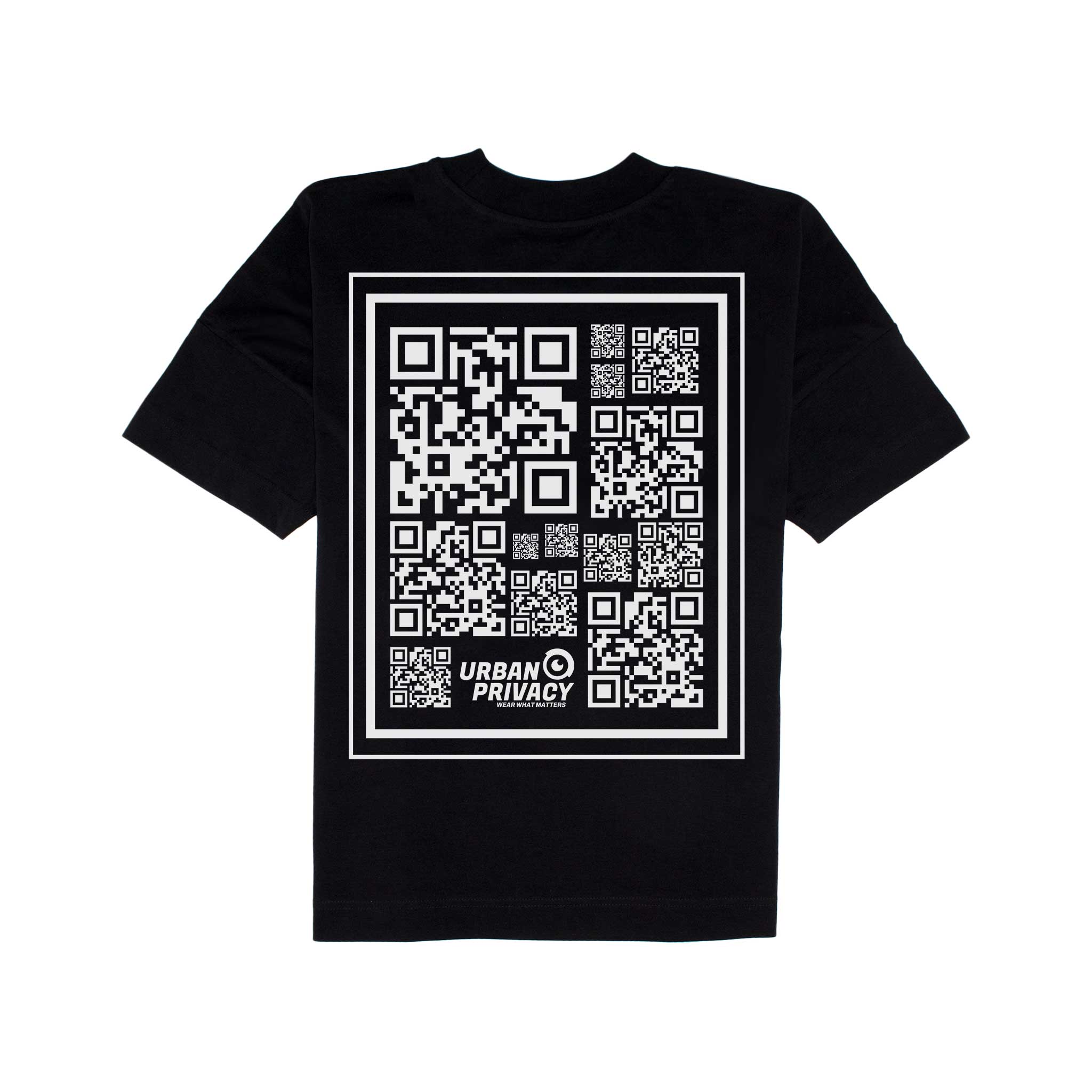 [NO PHOTOS PLS] | Eco Unisex Oversize T-Shirt Look But Don't Capture QR-Code Print in Black