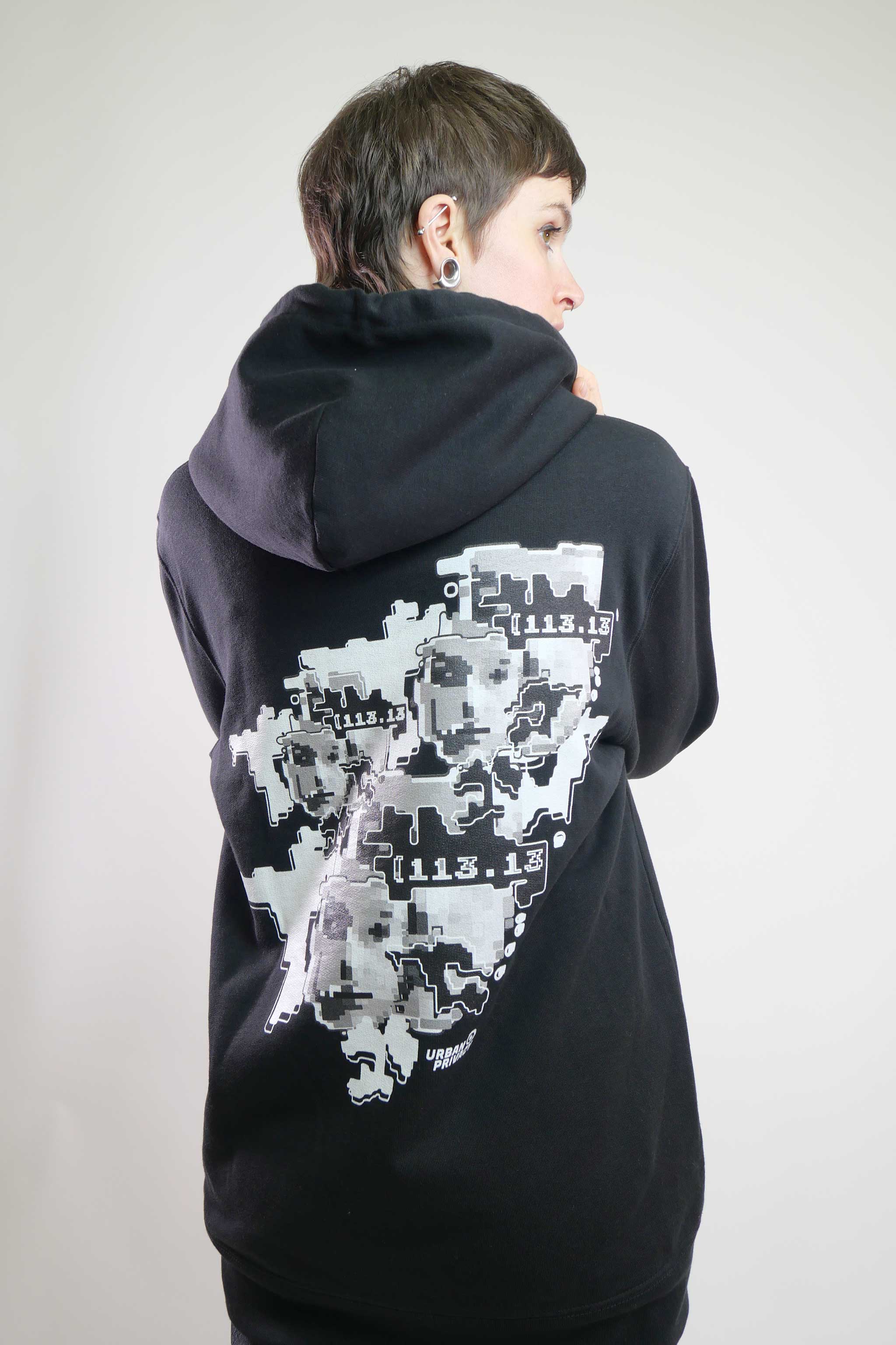 FACEPTION RELOADED I Eco Premium Unisex Hoodie with Pattern That Confuses Face Recognition in black