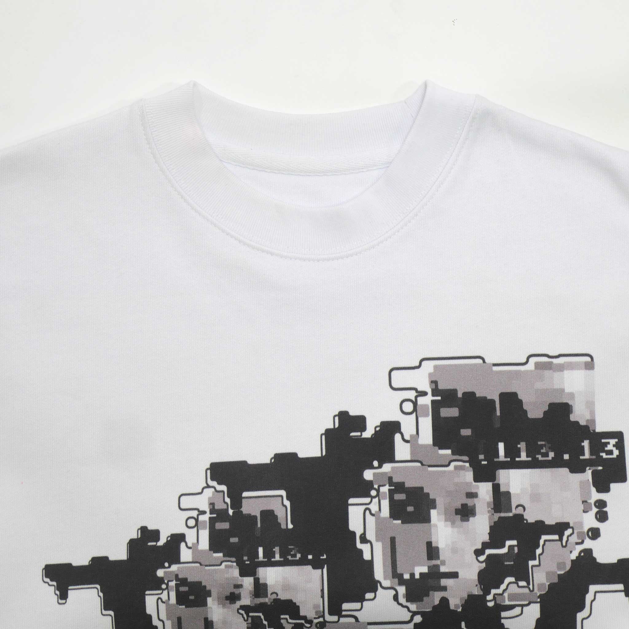 FACEPTION RELOADED I Eco Premium Unisex Sweatshirt with Pattern That Confuses Face Recognition in white