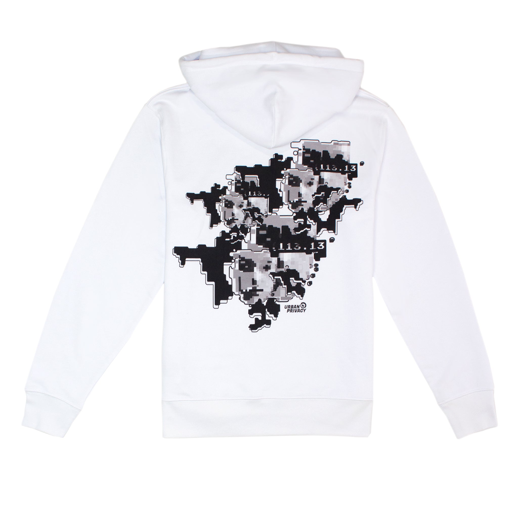 FACEPTION RELOADED I Eco Premium Unisex Hoodie with Pattern That Confuses Face Recognition in white